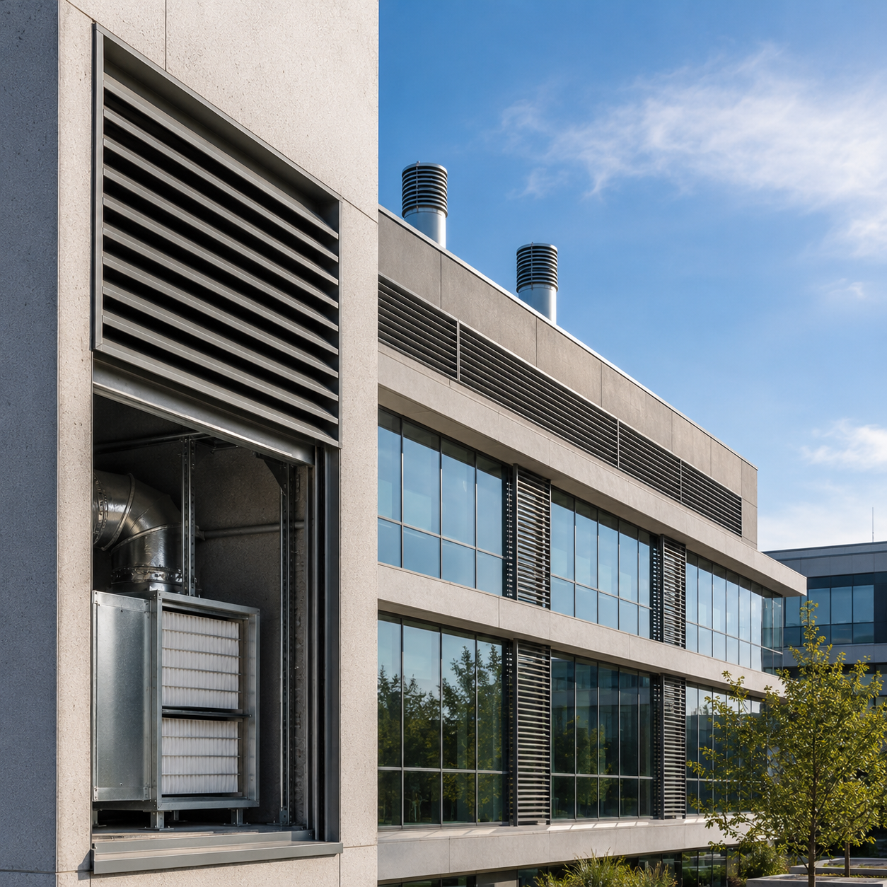Fresh air ventilation handling unit with energy recovery wheel