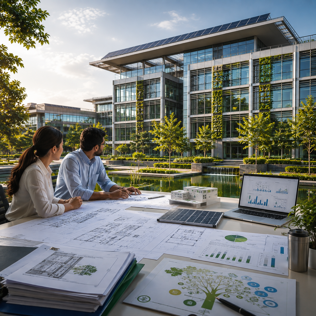 Sustainable Architecture Systems Schematic Graphic