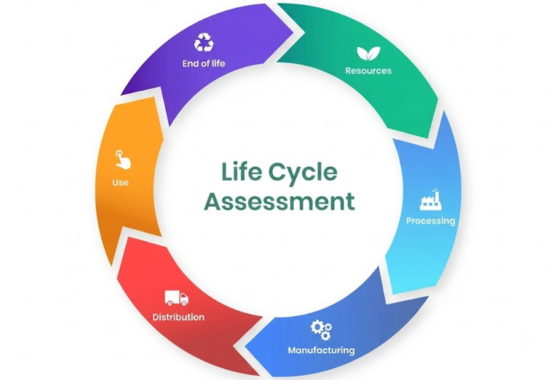 Life Cycle Assessment lifecycle diagram mapping embodied carbon and environmental impacts